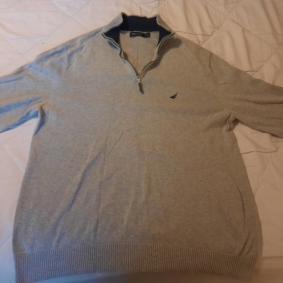 Nautica, Size XL, Gray Quarter-Zip Sweater - Picture 1 of 2